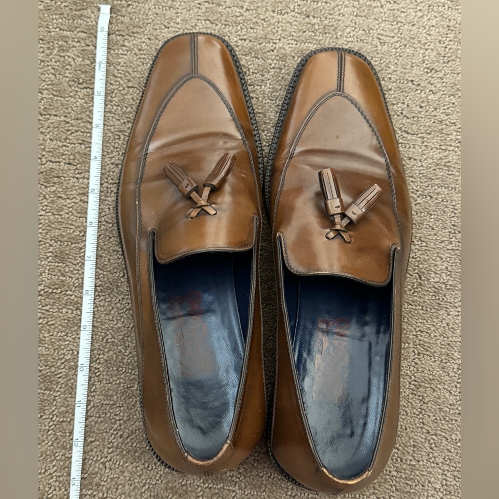 Original Salvatore Ferragamo Mens Size 10.5 Brown Leather Tassels Slip On Shoes